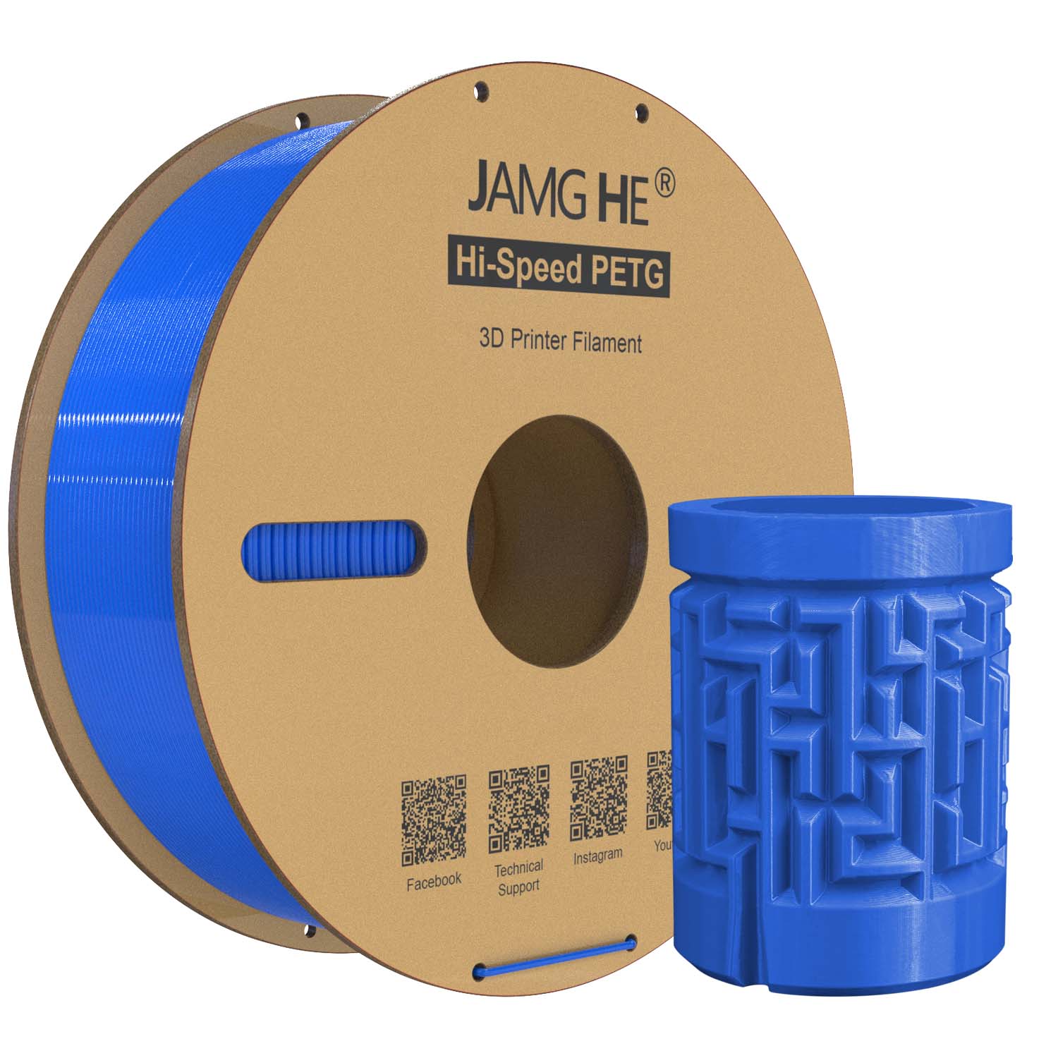 High-Speed PETG Filament 1.75mm 1kg Spool - Blue Specialty 3D Printing Material | Jamghe
