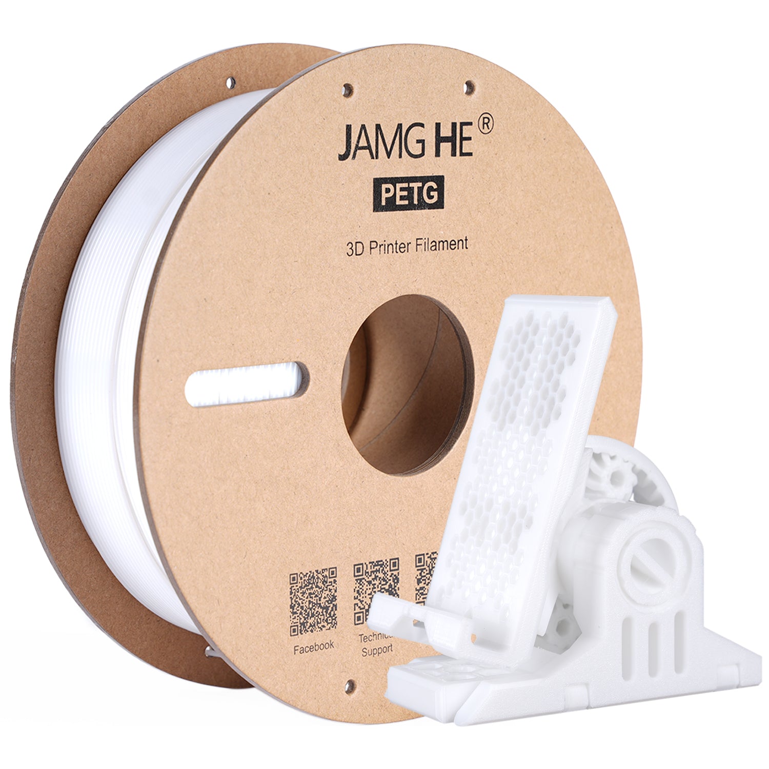  White PETG 3D Printer Filament 1.75mm on Spool - Jamghe