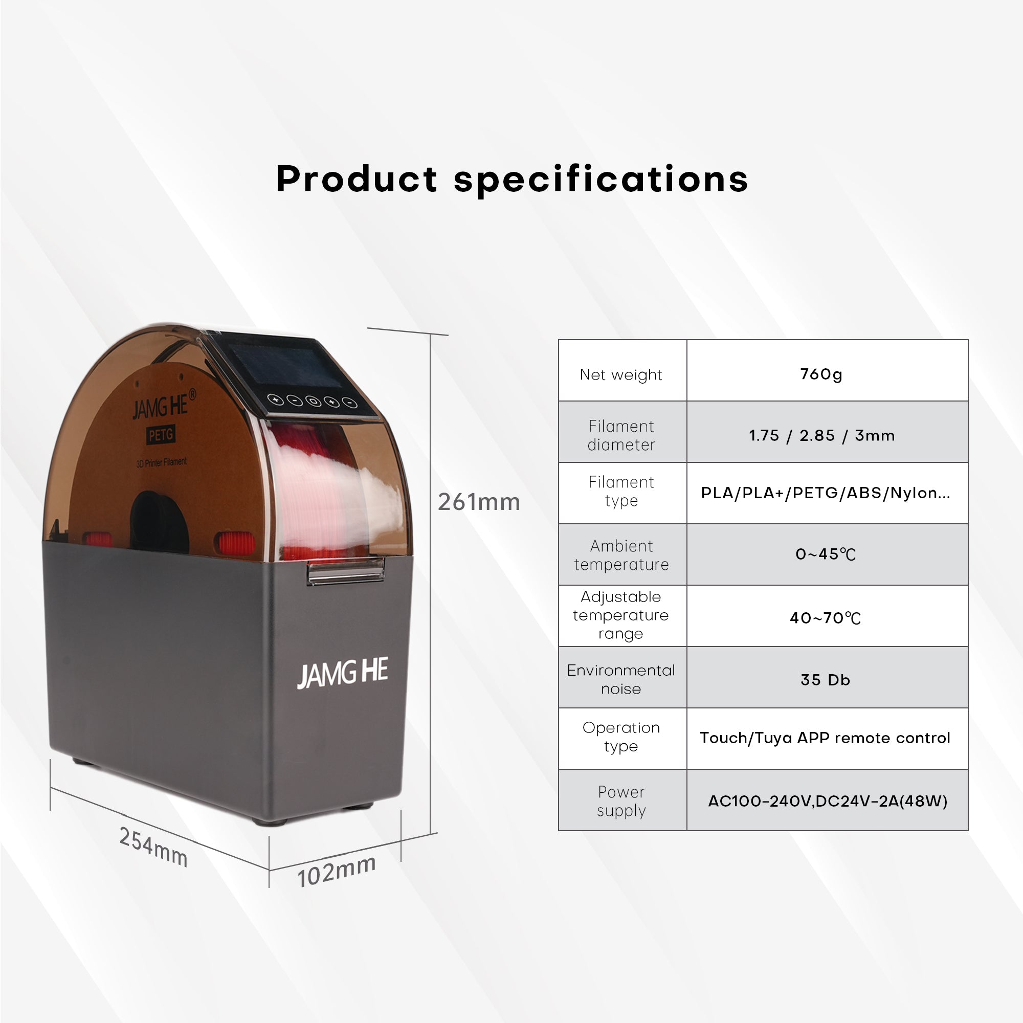 JAMG HE APP Controlled Smart 3D Printing Filament Dryer（ Get Free