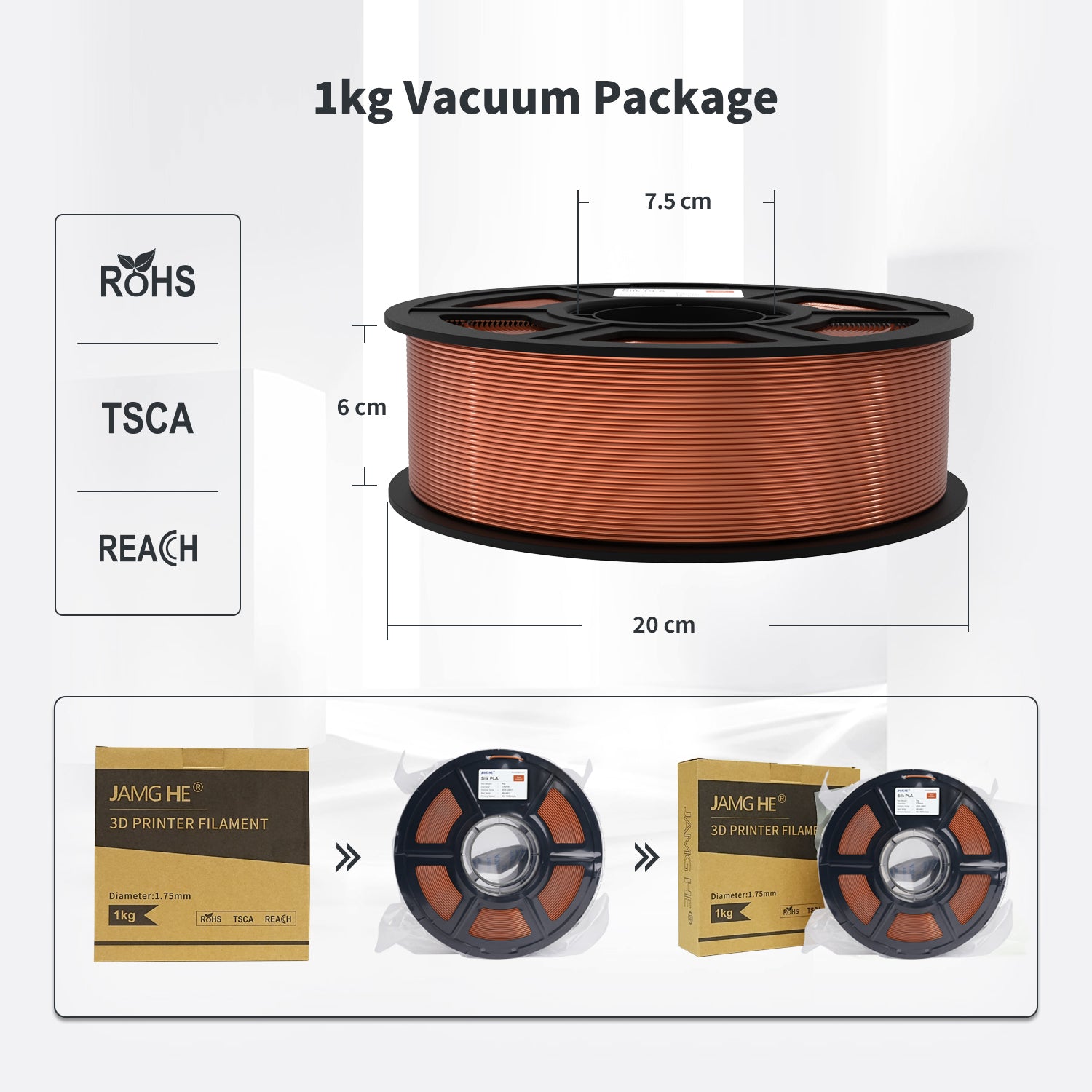 Silk PLA Filament 1.75mm Shiny 3D Printing Material 1KG