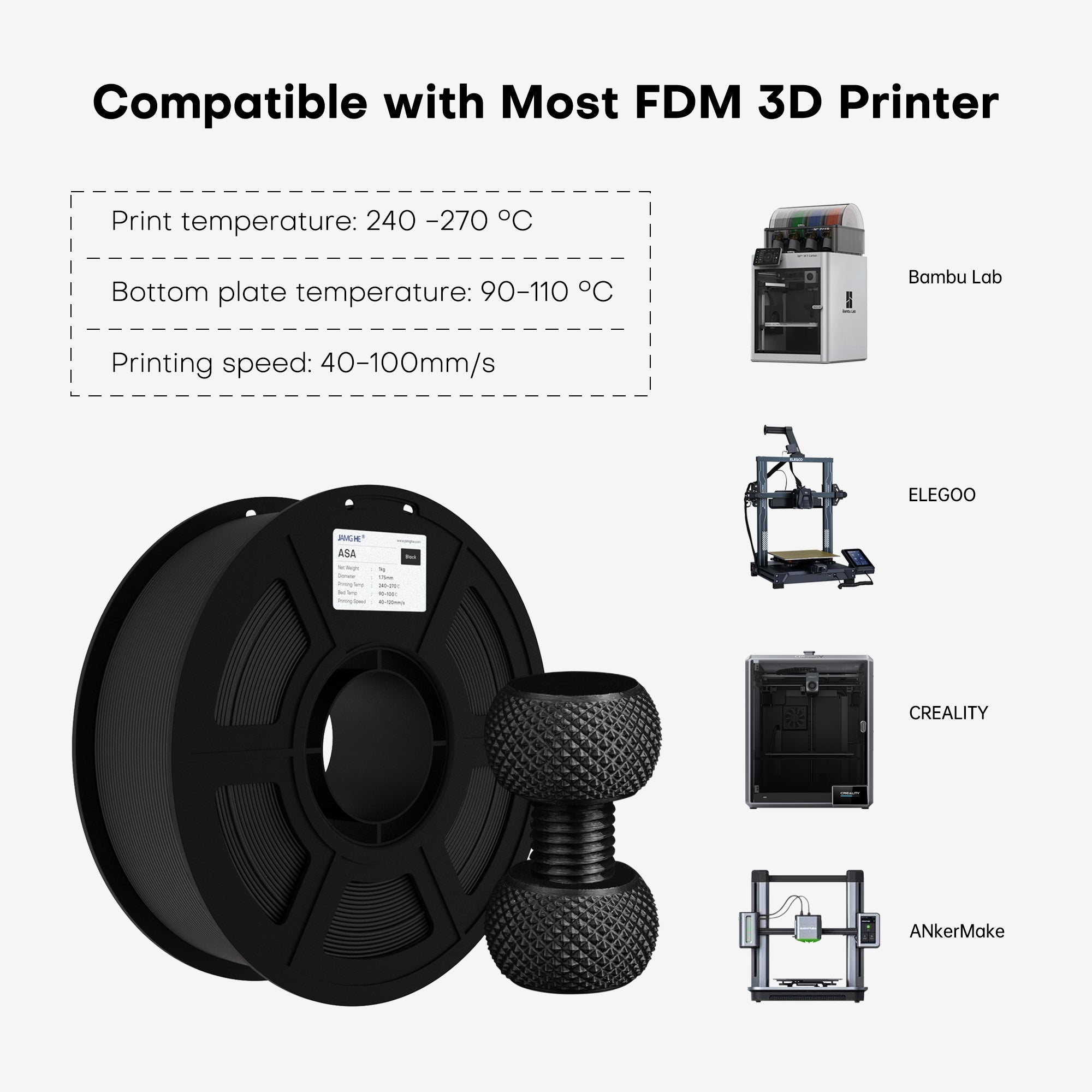 JAMG HE ASA Filament 1.75mm 1kg Spool