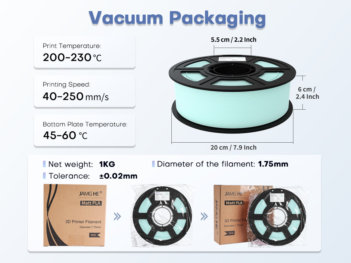 Matte PLA Filament 1.75mm 1KG- Ultra Matte Finish, Low Warping  3D Printer Filament