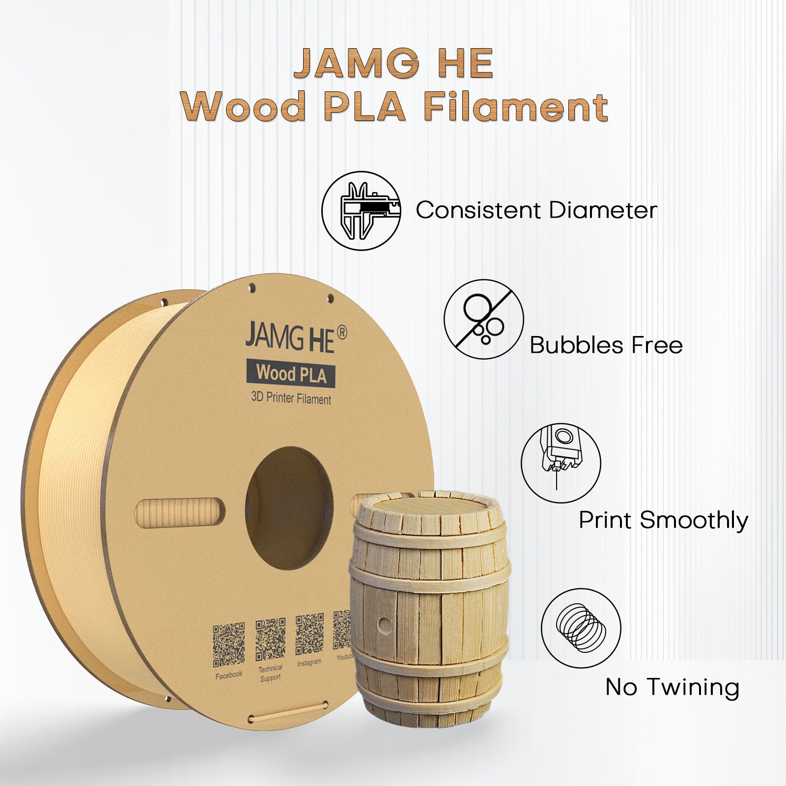 JAMG HE Wood PLA 3D Printer Filament