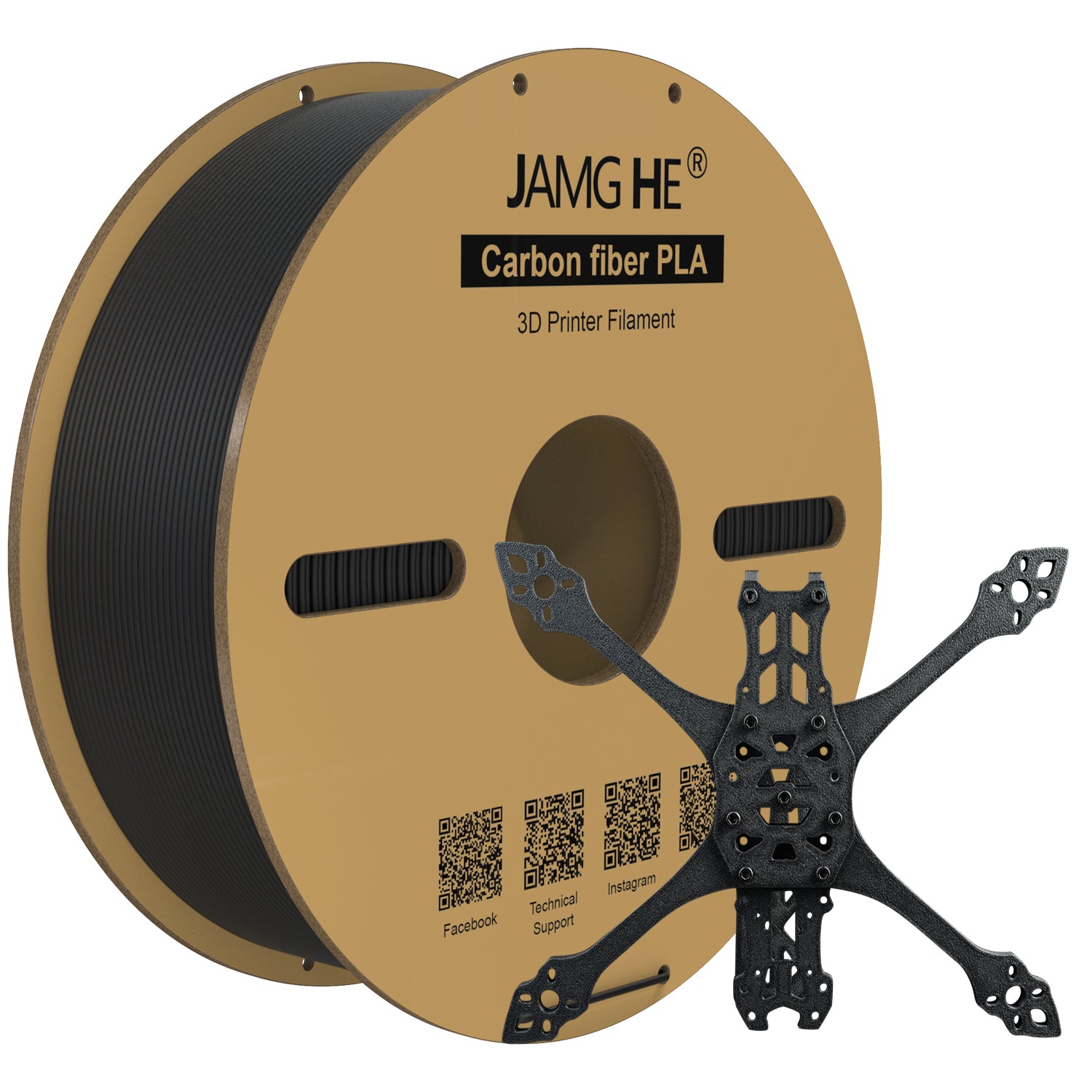  Jamghe 1KG Black Carbon Fiber PLA 3D Printer Filament Spool