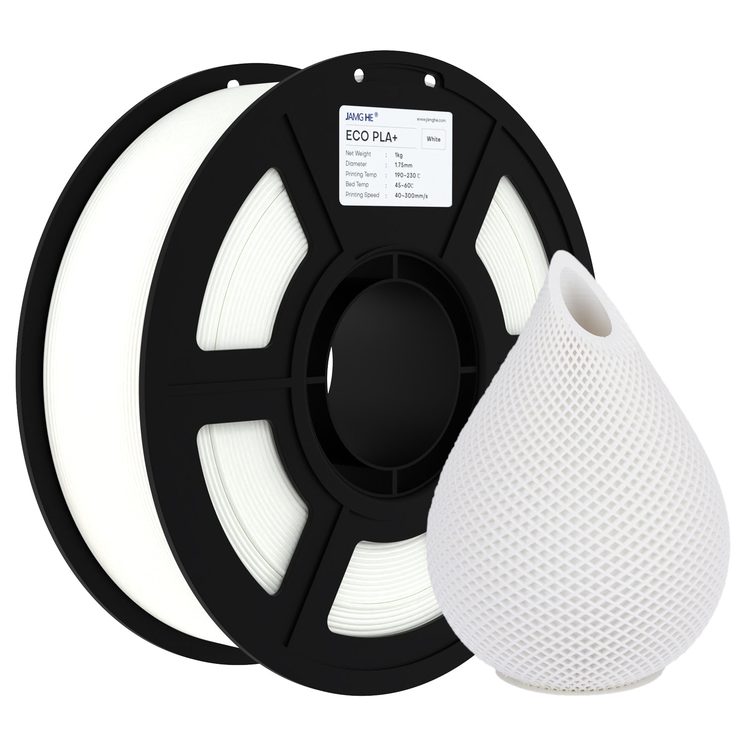 JAMGHE ECO PLA+ Filament 1.75mm 1kg White Spool
