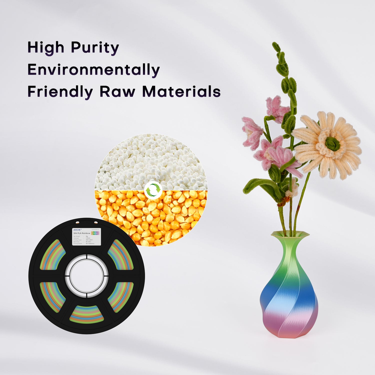 Silk /Matt  Rainbow Filament 3D Printer Filament 1KG