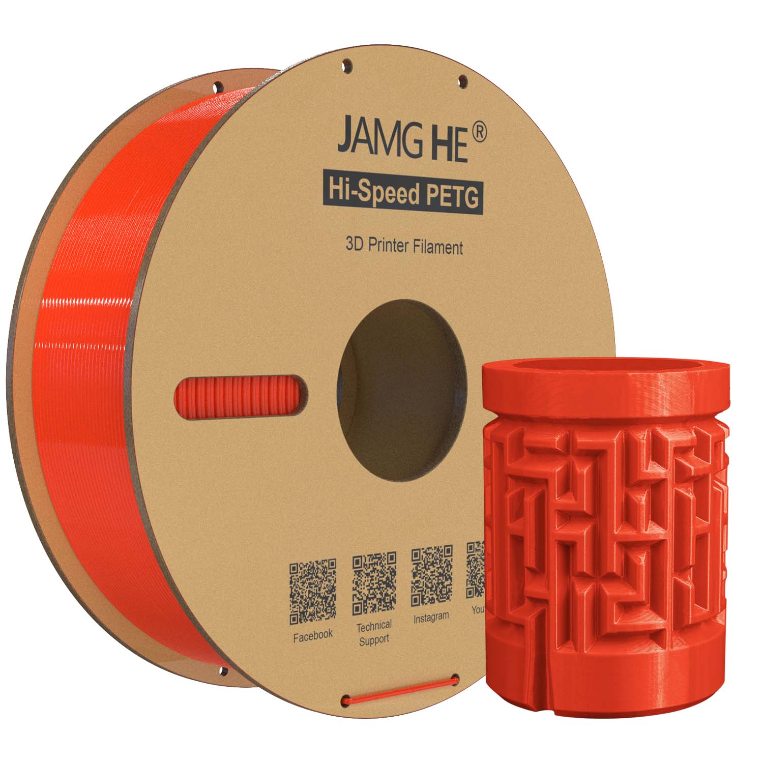High-Speed PETG Filament 1.75mm 1kg Spool -Red Specialty 3D Printing Material | Jamghe