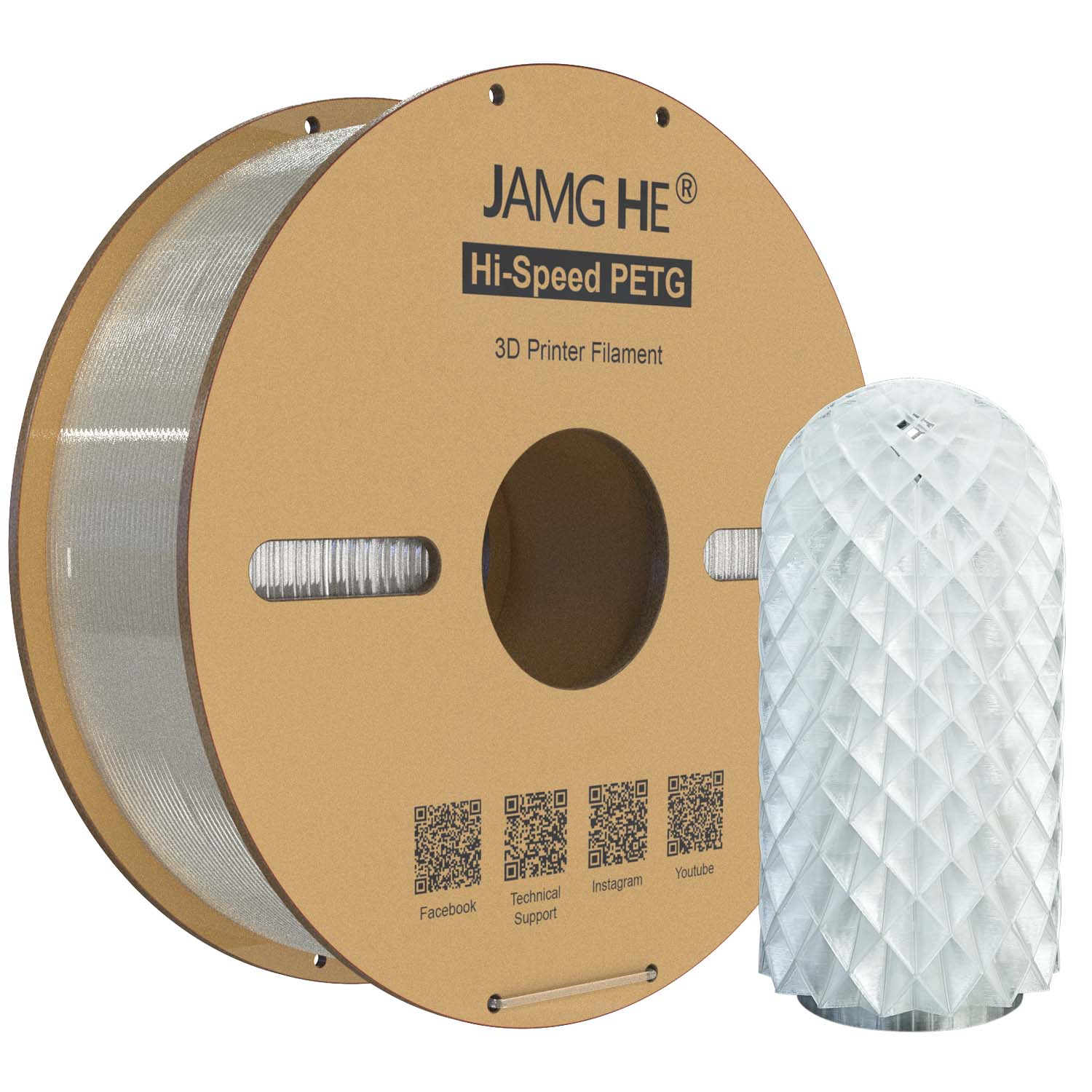 High-Speed PETG Filament 1.75mm 1kg Spool -transparent  Specialty 3D Printing Material | Jamghe