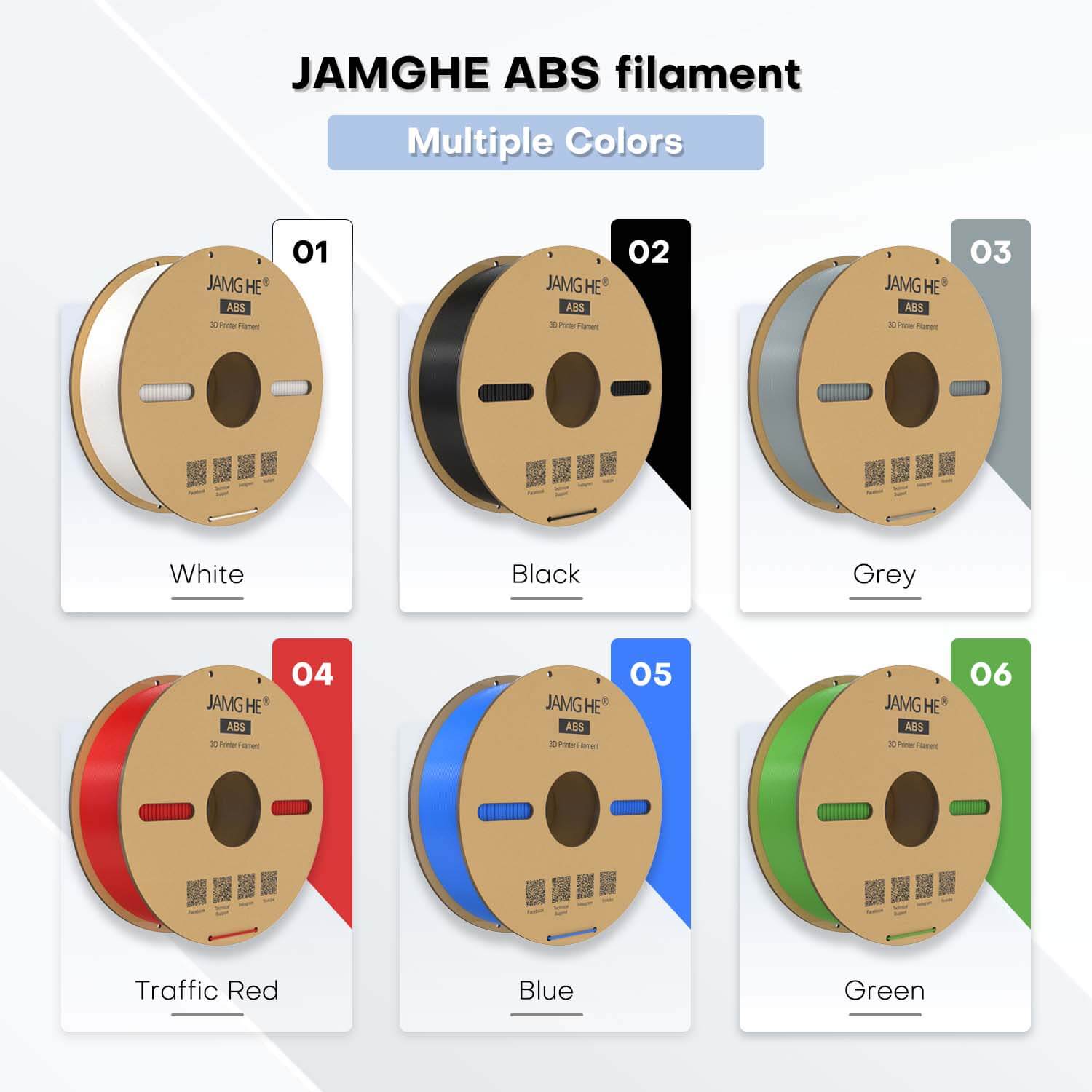 jamghe abs filament multiple colors